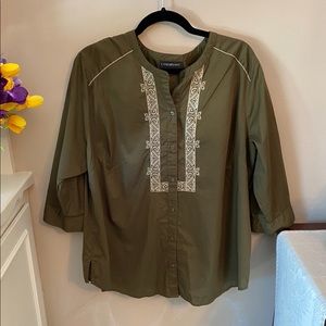 Women’s Lane Bryant Olive Green 3/4 Sleeve Top Size 18/20